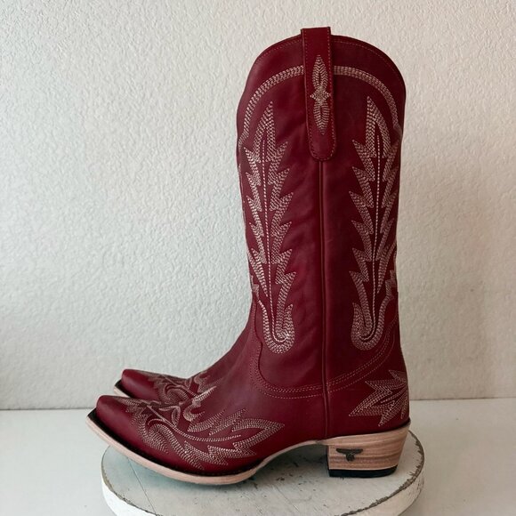 Lane LEXINGTON Womens Cowboy Boots 10 Red Western Cowgirl Mid Calf Pointed Toe - Picture 4 of 11
